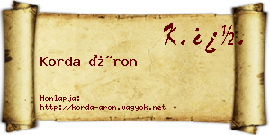 Korda Áron névjegykártya